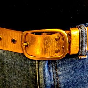 Vintage distressed gold leather belt